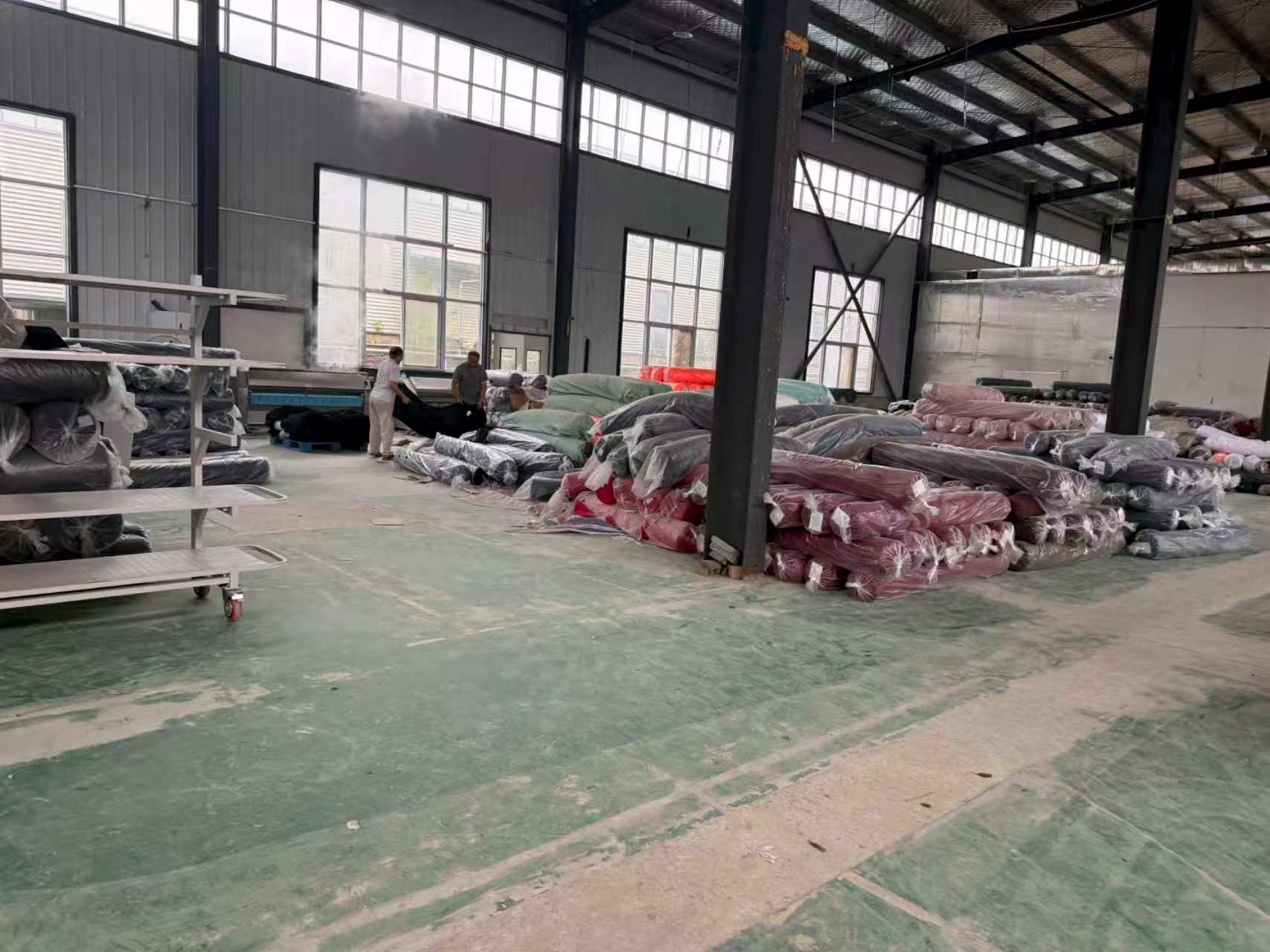 Stocked fabric in the warehouse